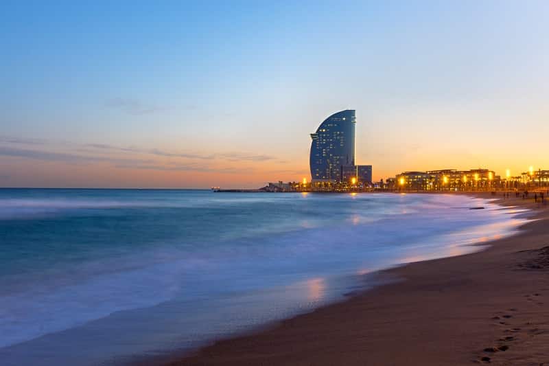 Barcelona Beach at Sunset