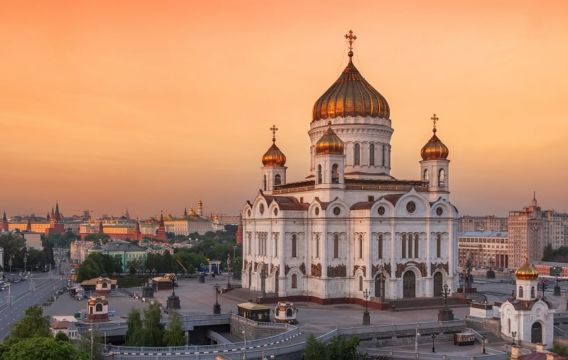 Cathedral of Christ the Savior in the Evening, Russia, Moscow