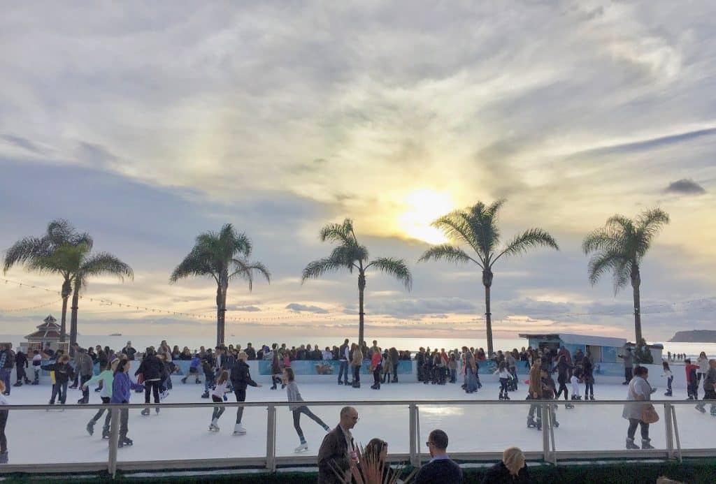open air ice skating rink at the beach in coronado