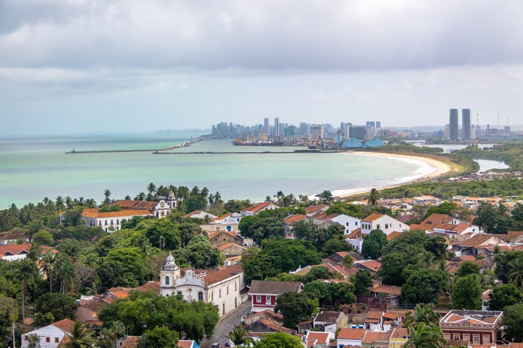 Aerial view of Olinda and Recife skyline