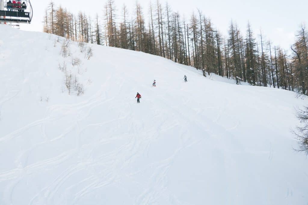 skiing on the slope at sestriere