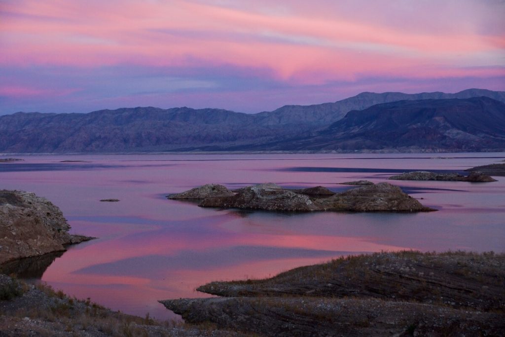 Colorful sunset in Lake Mead