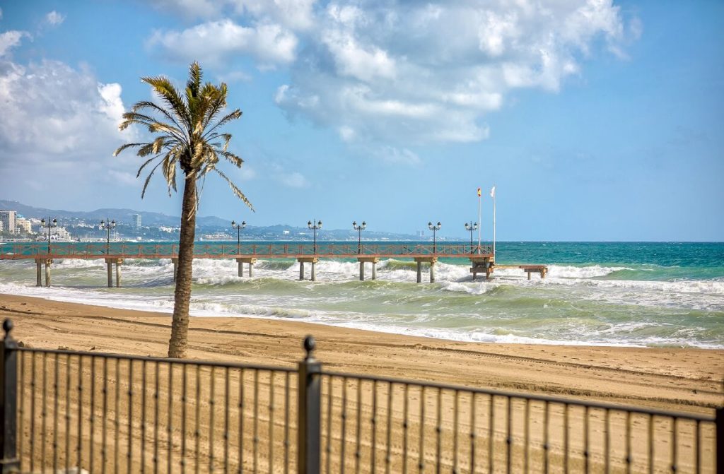 Wooden pier on the costa-del sol in marbella, spain